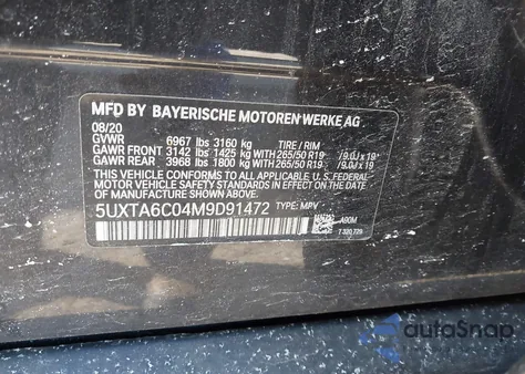 2021 BMW X5 Phev xDrive45E from USA, damaged, VIN 5UXTA6C04M9D91472